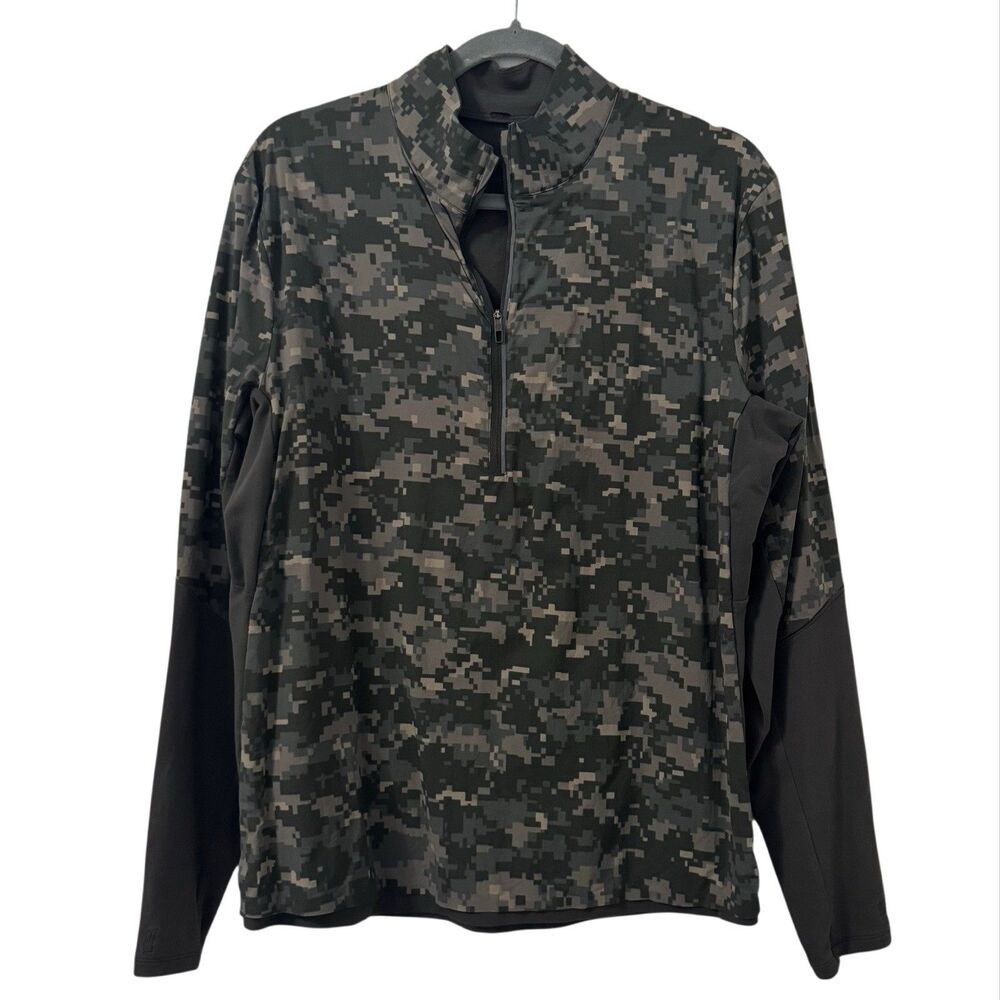 Lululemon 1/2 Zip Shirt Mens Large Camo Green Surge Warm Shield Run 2.0 Rare Run